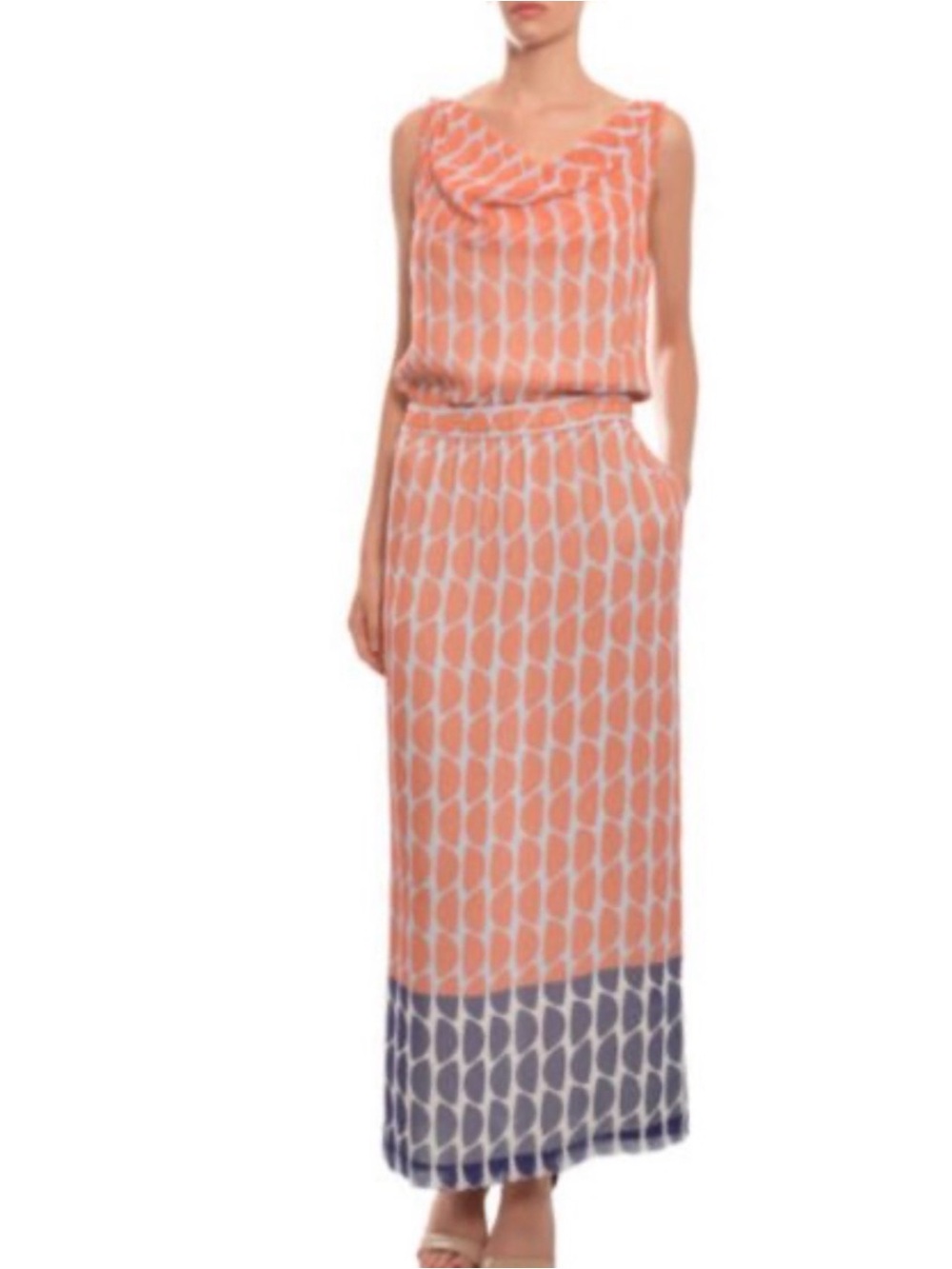 Diane Von Furstenberg Lou Lou 100% Silk Sleeveless Maxi Dress Abstract Print 6